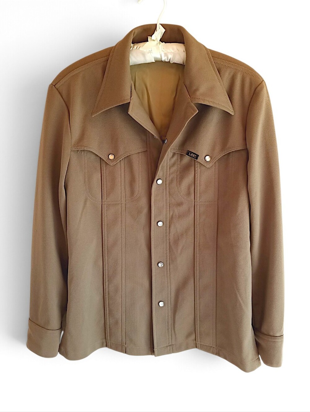 1970s Lee tan Western shirt classic Trucker pearl snap buttons Vintage Cowboy
